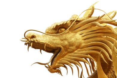 Golden Chinese Dragon Statue