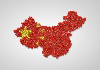 Map of China made of pills