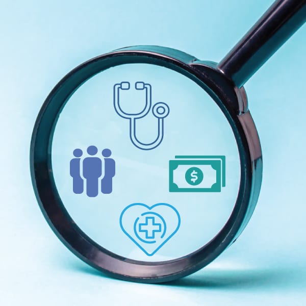 Plastic magnifying glass with logos inside of it