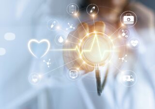Medical professional interacting with Health Technology