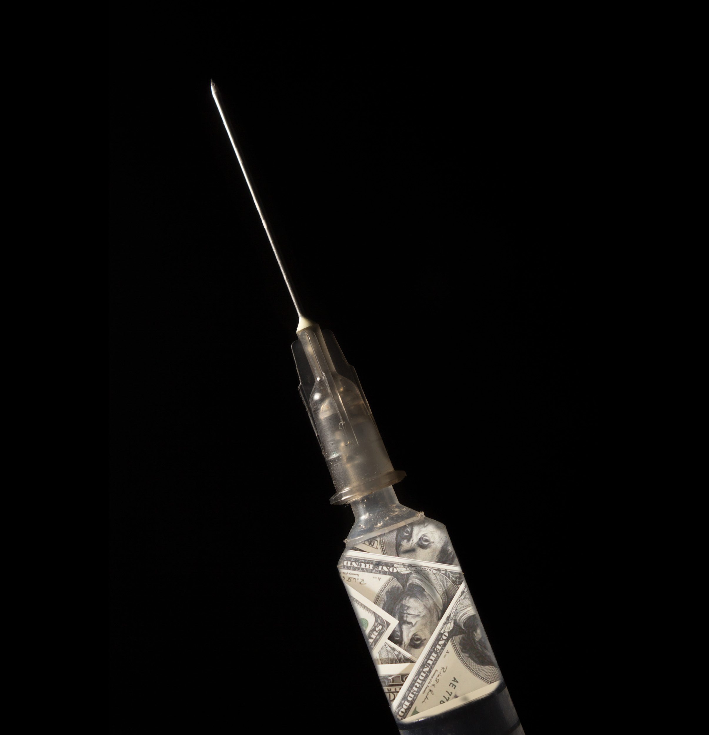 money for medicine, within injection needle