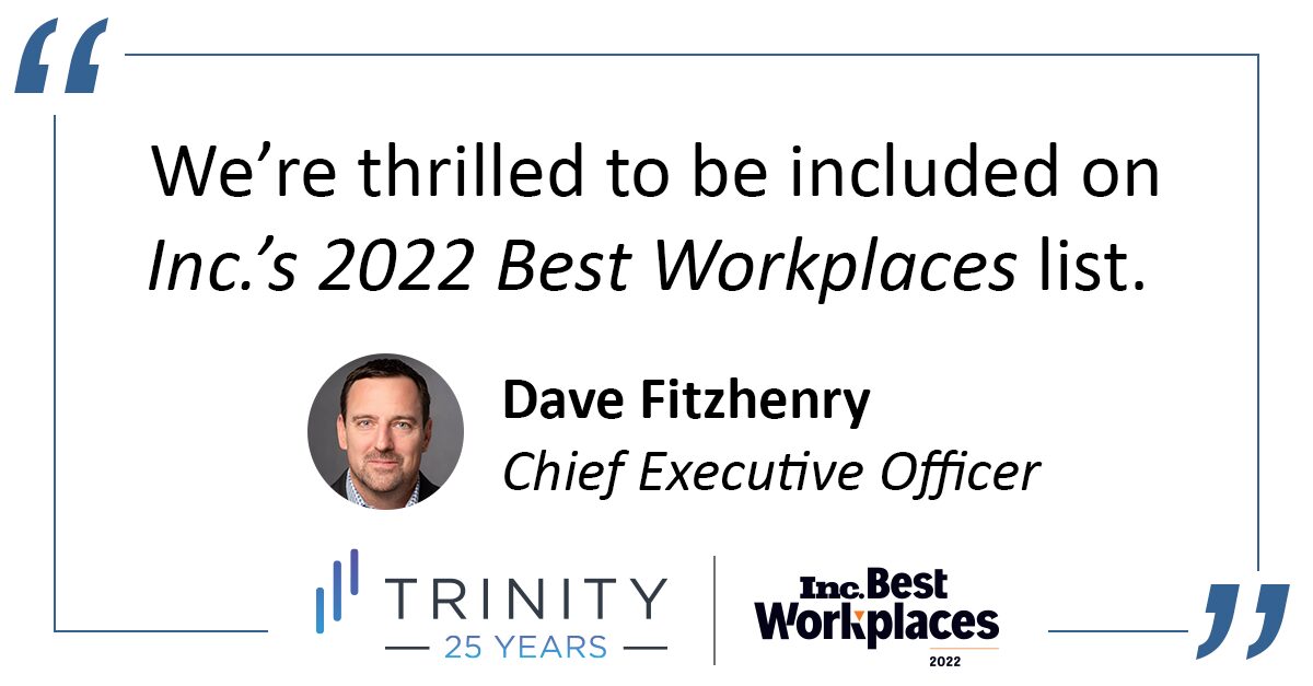 We're thrilled to be included on Inc.'s 2022 Best Workplaces list. --Dave Fitzhenry