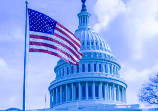 US Capital Building with Flag